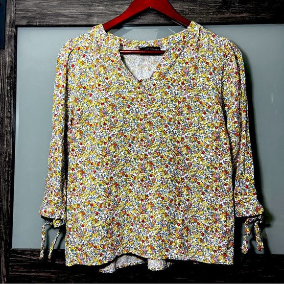 Cynthia Rowley Tops - Cynthia Rowley Microfloral Cottagecore Peasant Blouse Women's M Garden Girl
